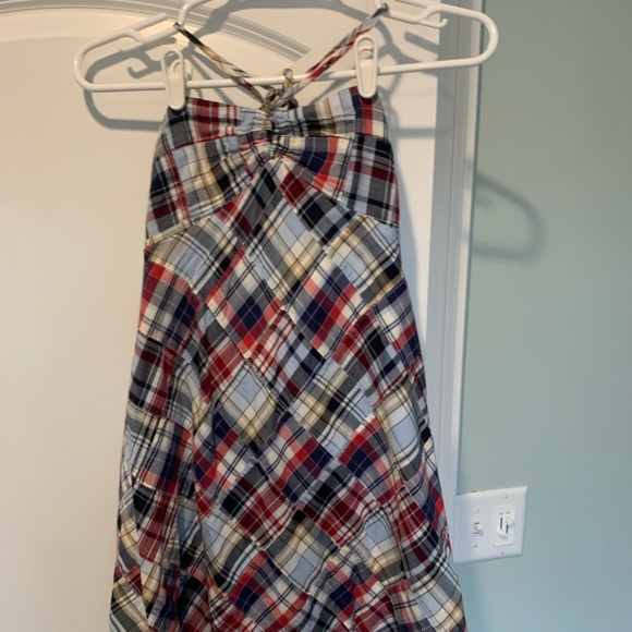 LOFT Y2k Patchwork Plaid Side Zip Halter Dress Women's 4 - Picture 4 of 6